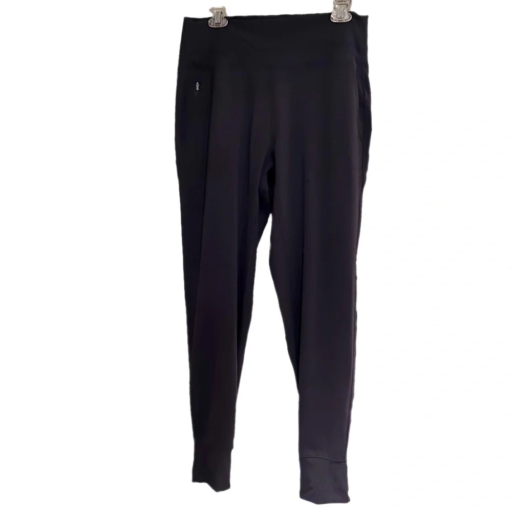 ATHLETA Venice High Rise Black Jogger Pants Large Zipped Pockets Stretch UPF 40+ - Picture 5 of 10